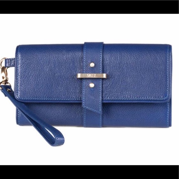 NWT BY MASSI THE BACIO LEATHER WALLET/CLUTCH BLUE - Picture 1 of 2